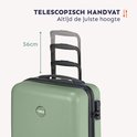 Lichtgroene koffer met uitschuifbaar handvat, tot 56cm.
