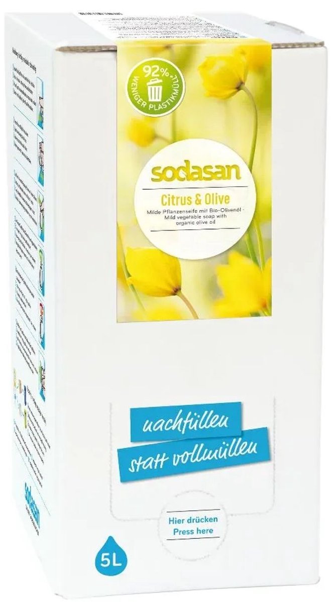 Sodasan Vloeibare Zeep Citrus & Olijf 5L Grootverpakking