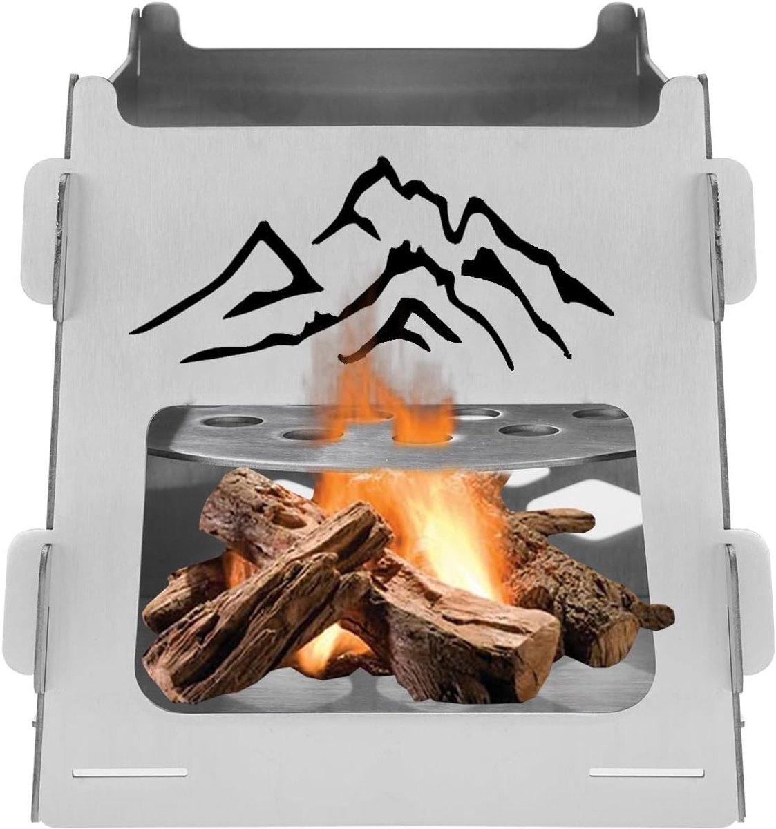 Draagbare vuurkorf voor kamperen, opvouwbare barbecue grill van roestvrij staal voor tuin en picknick met draagtas
