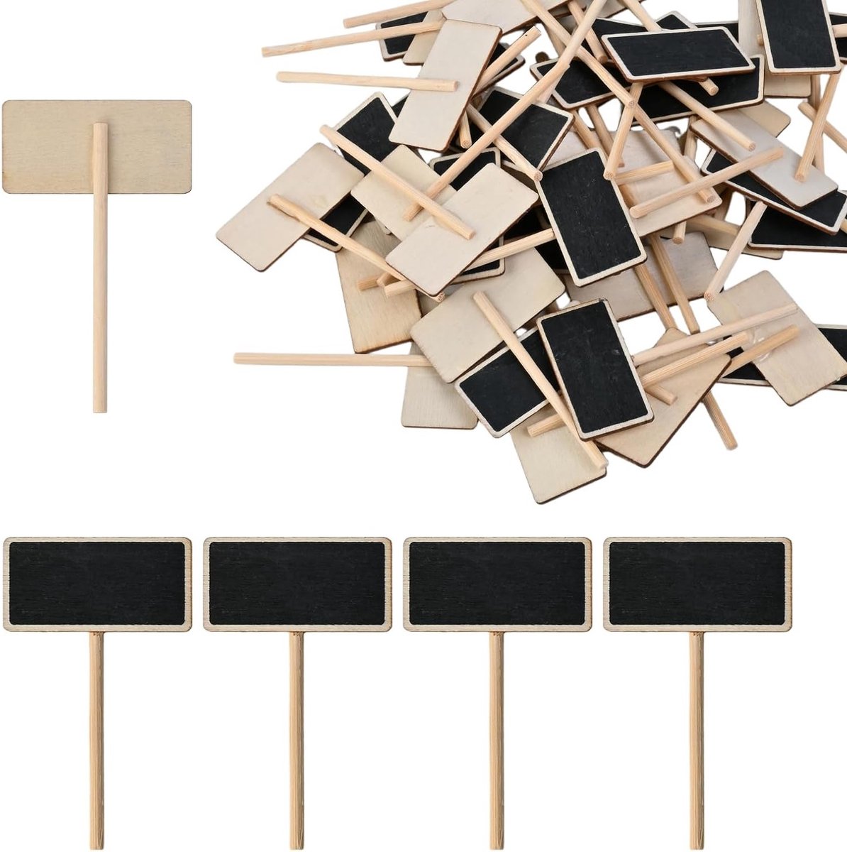 Set van 50 Mini Chalkboard Vlaggen voor Voedsel, Buffet en Prijslabels - Ideaal voor Taarten en Presentaties