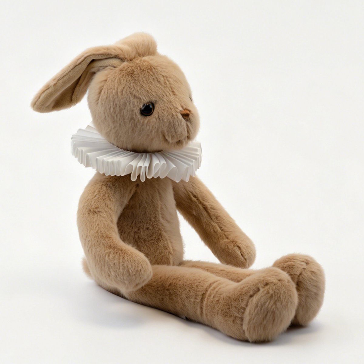 Bloemetje & Bear – Nola Pluche Konijn 35 cm - Zachte Knuffel met Witte Ruches - Cadeau voor Kinderen en Volwassenen