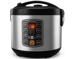 Rijstkoker met Stomer - 1.8L - Slowcooker met Timer - 10 Porties - Multicooker - Rice Cooker - RVS - Vivid Green