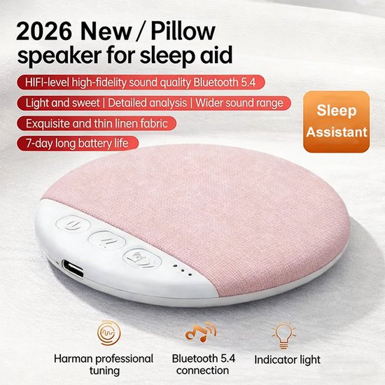 Nieuwe Geüpgrade Draadloze Onder-Kussen Speaker Bluetooth - Slaap Geluidsmachine met Witte Ruis, Slaaphulp, White Noise Machine, 30/60/90 Min Timer voor Volwassenen en Kinderen - Roze — afbeelding 3
