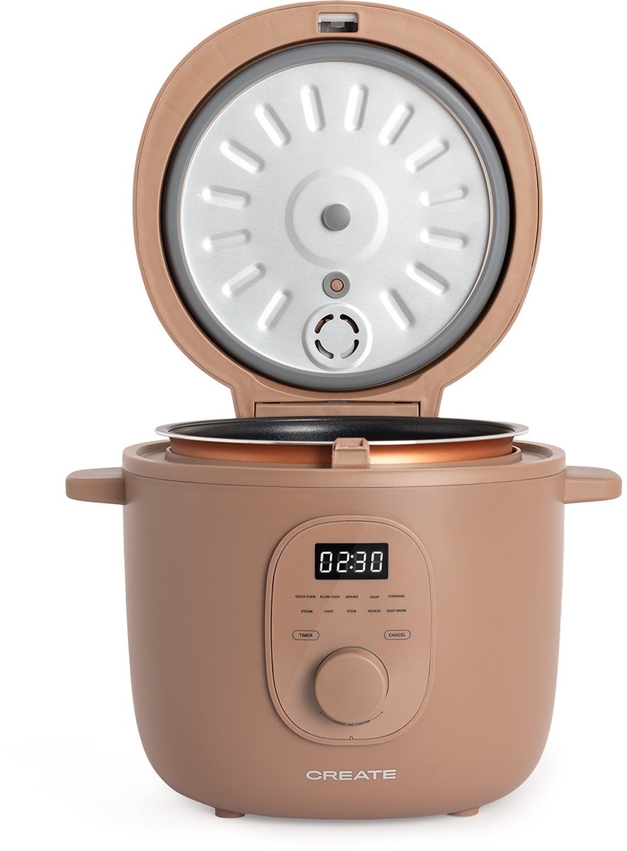 CREATE - Multifunctionele elektrische rijstkoker met stoommandje - Mokka - 2L - RICE COOKER STUDIO thumbnail 3