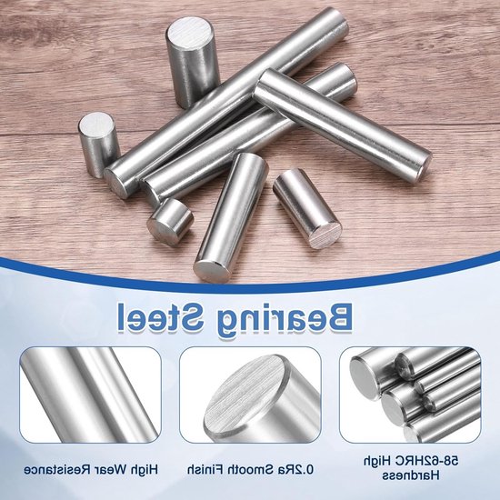 100 Stuks 2mm x 20mm Dorne Pins van Staal voor Plankondersteuning en Bevestiging, Precisie Cylindrische Pins met Tolerantie van +/-0.02mm, Zilverkleurig — afbeelding 2