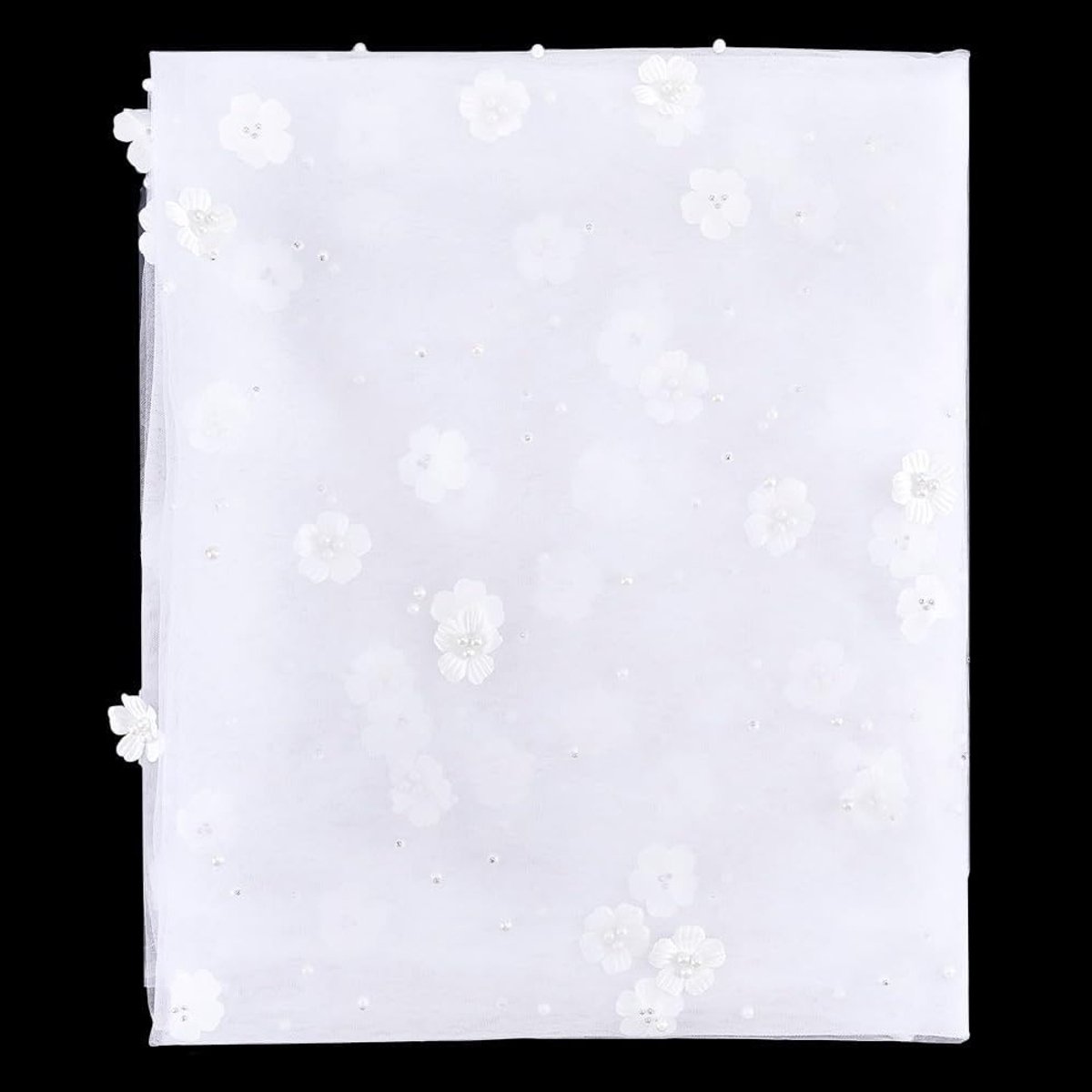 2.8m Witte Moeder Van Parel Tulle Kant Stof - Extra Brede 1.77m Net Tulle Mesh Kant met Bloemkralen voor Bruidsvleugels, Jurken en Tafelkleden