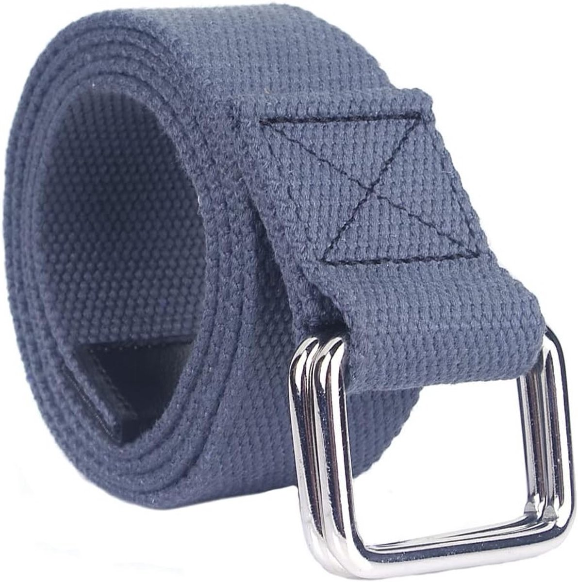 Verstelbare Unisex Canvas Riem met Dubbele Ringgesp, 110cm Elastische Casual Riem voor Jeans en Vrijetijdskleding