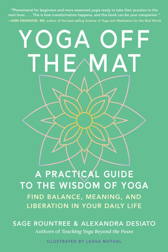 Boek 'Yoga Off The Mat', een praktische gids voor de wijsheid van yoga, met een mandala-illustratie.