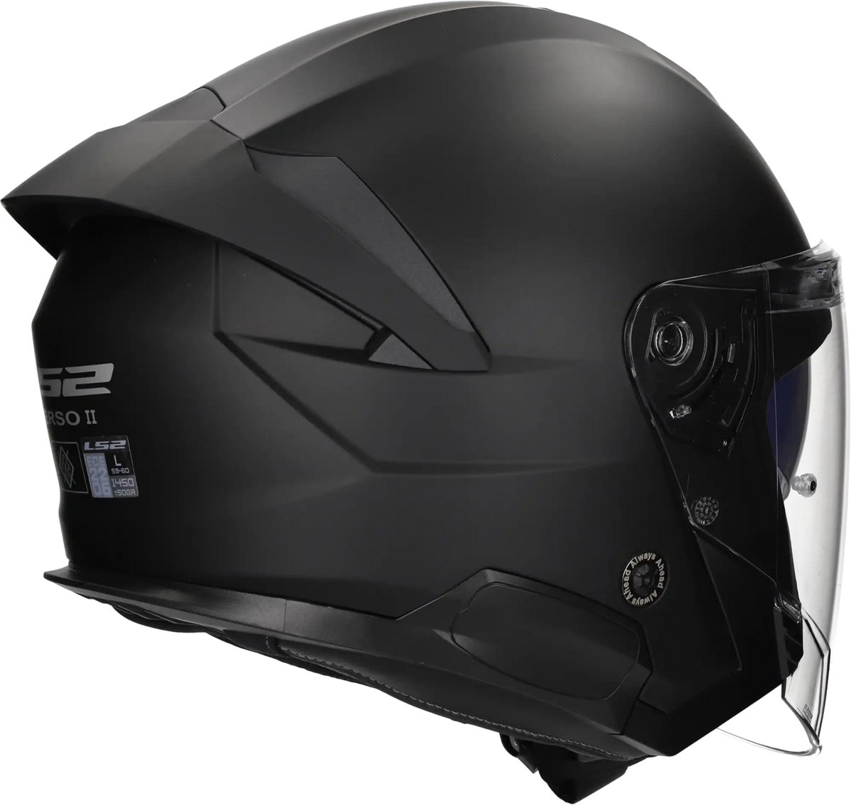 LS2 OF618 Verso II Solid Mat Zwart Jethelm - Maat XS - Helm