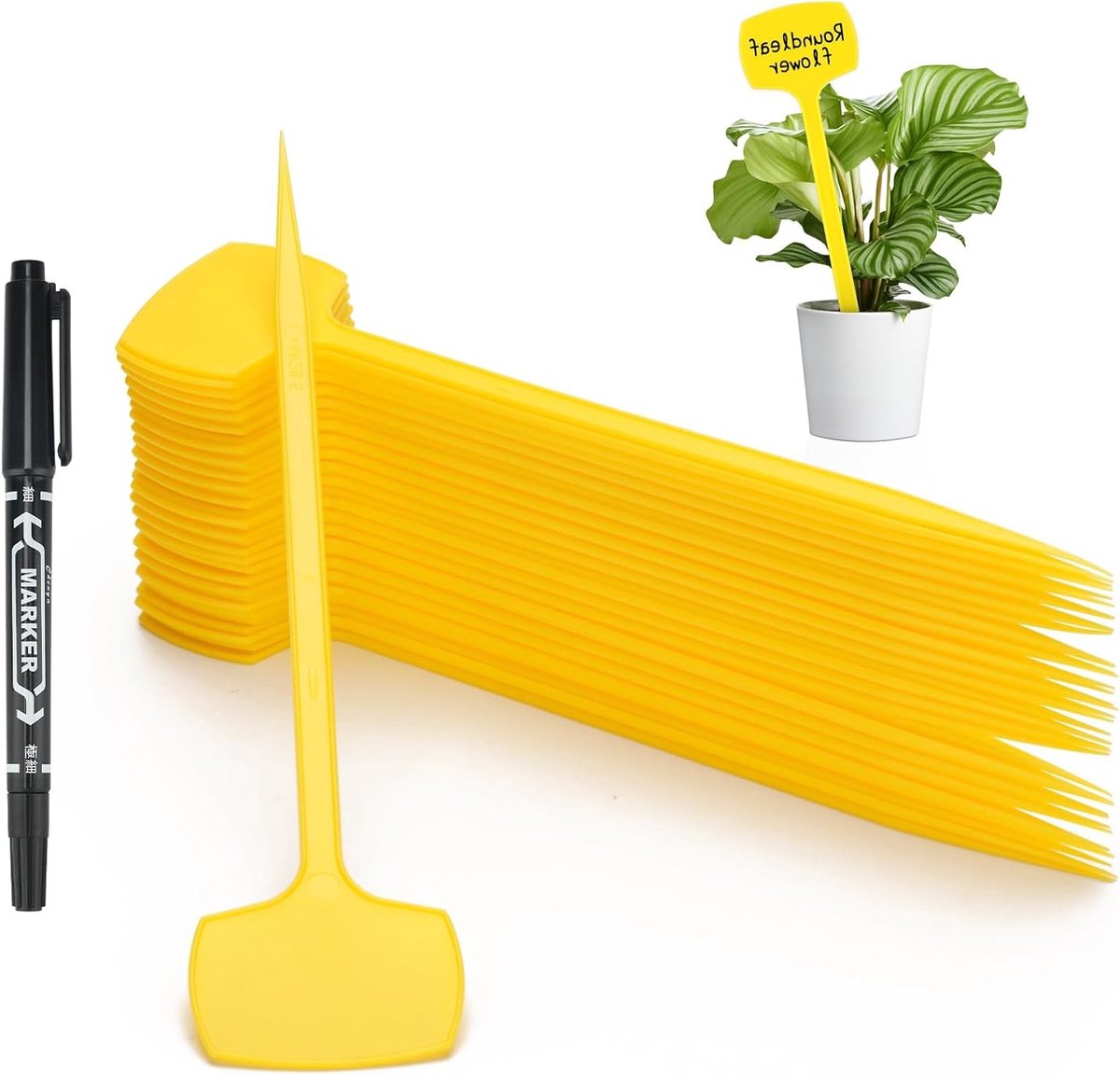 50 Stuks 28.5 cm Hoge Tuinlabels voor Planten - Plastic Buitenlabels voor Groenten en Tuinieren, Geel