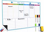 Vestifex® Weekplanner Whiteboard A3 Formaat - Maandplanner - Familieplanner - Magnetisch Planbord - Inclusief 5 Markers en Wisser