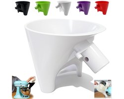 Meeltrechter Geschikt voor Kitchen Aid Artisan KSM150 mixer, spatbescherming voor kantelmixers van 4,5 en 5 liter, vaatwasbestendig en laat geen resten achter (wit).