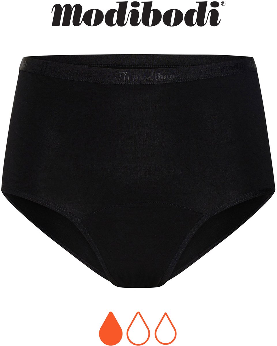 Modibodi Menstruatie Ondergoed Licht Absorberend Dames Klassieke Hoge Slip Zwart 40