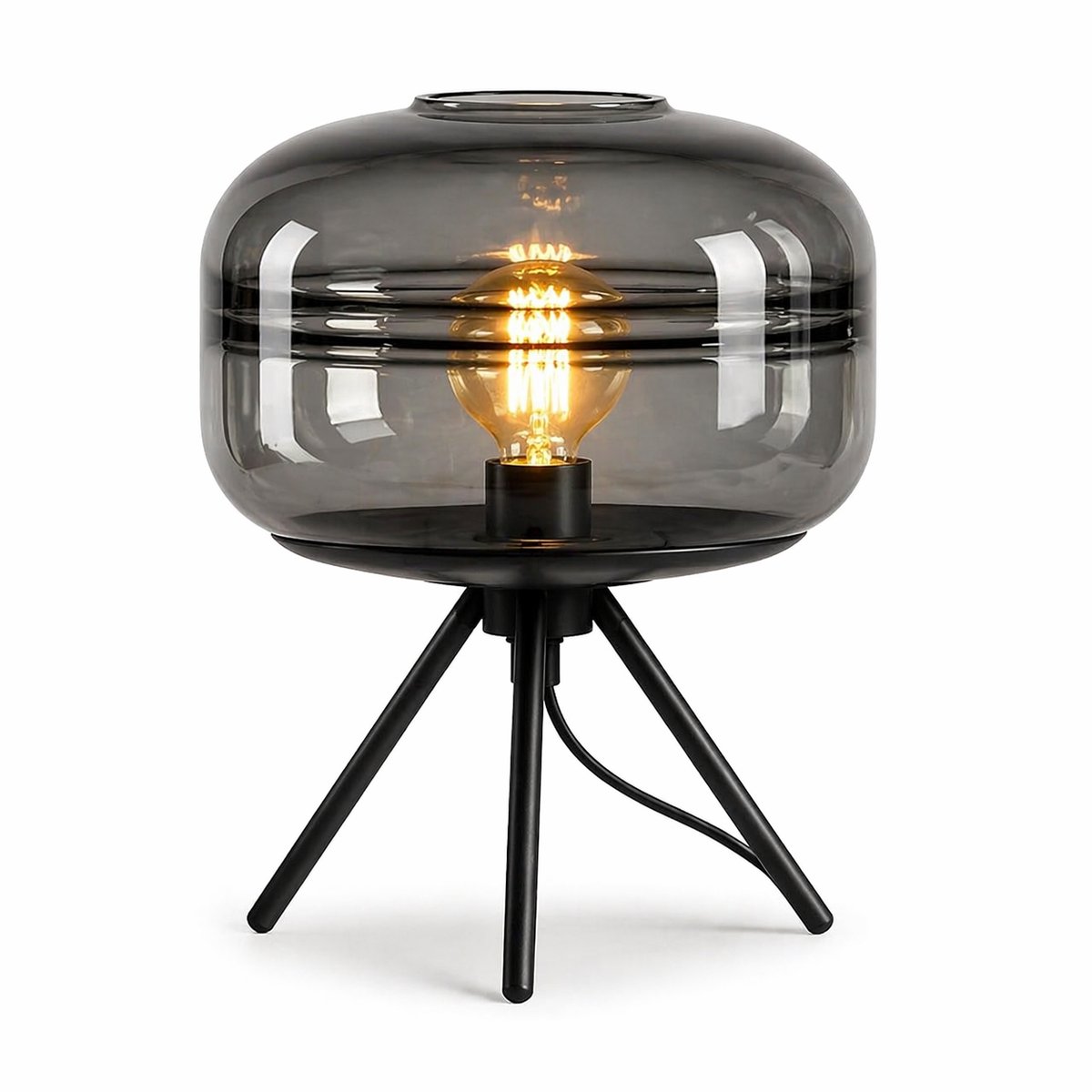 Tafellamp smoke glas - Bamled - 30 cm - sfeerverlichting - E27 - smoked grijs
