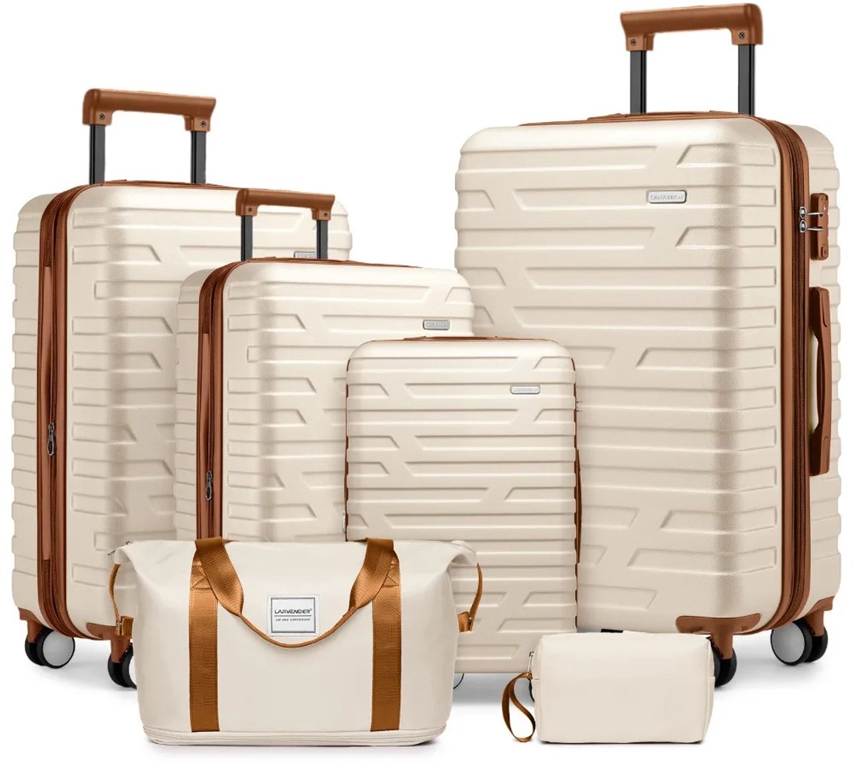 Lifero Koffer Set - 6 delig Reis Bagage Set - Lichtgewicht Reisbagage - Set Voor Vakantie en Weekendtrips - Reiskoffer Set - Creme