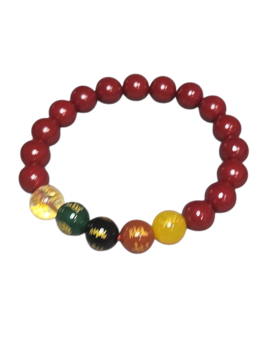 verschillende edelstenen armband met chinese geluks kralen.