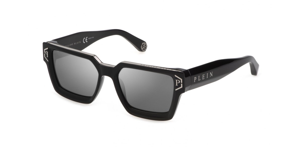 Philipp Plein Spp005m Zonnebril Zwart Smoke/Deg.Mirror Silver / CAT3 Man