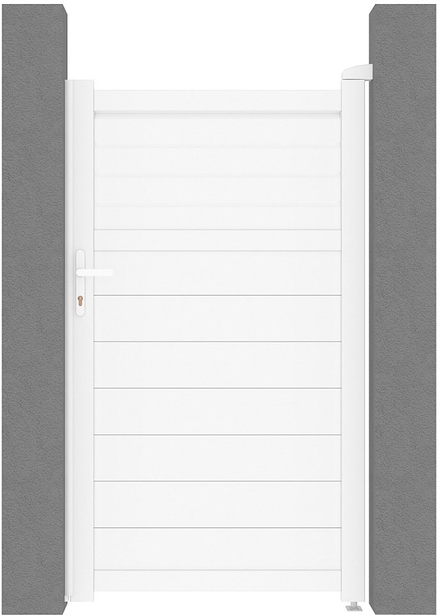 Vente-unique Aluminium tuinpoort met lamellen L103 x H180 cm wit - VIAZO