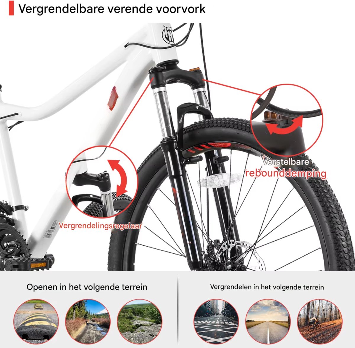 Happiq Dames mountainbike – Voor volwassenen – 21 versnellingen vergrendelbare verende vork dubbele schijfremmen aluminium frame – Groen 51 66 69 cm