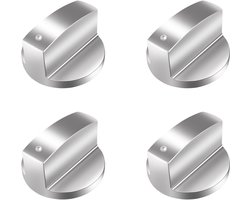 Gasfornuis kookplaat knoppen – 4 Stuks – Ovenknoppen – 6 mm – Universele Knoppenset Voor Gaskookplaat – Voor Gasfornuis, Gas/Elektro Fornuis, Elektrische Oven, Inductie Fornuis, Gas Bbq, Kookplaat – Keukengereedschap – Zilver