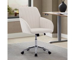MODENUIT Bureaustoel 50-59 cm - Met Rugleuning, In Hoogte Verstelbaar En 360 Graden Draaibaar - Fluweel Wit