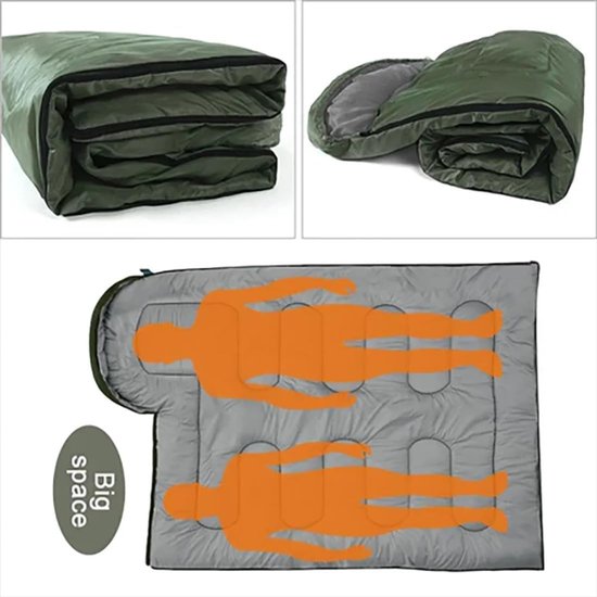 Kampeer Slaapzak - Outdoor Bivakzak - Kamperen en Reizen - Lichtgewicht Katoen Vulling - 210x75cm - Groen — afbeelding 2