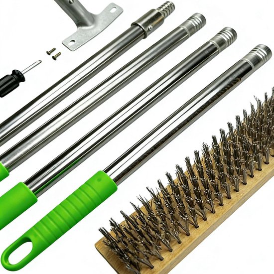 Draadreinigingsborstel - Schuurbezem Vloer - Terras Reinigen - Verstelbare Telescoopsteel - 160 cm Lengte - Niet gespecificeerd — afbeelding 4