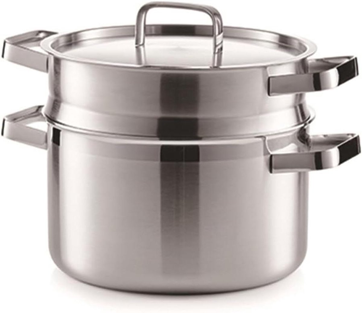 Stoompan Dubbele Laag - Grote Stoomkoker - Gezond Koken - Roestvrij Staal - 24 cm - Zilver