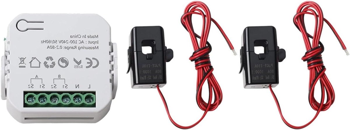 Energiekosten Meter - Stroom Verbruik - Energie Monitoren - Dubbel Kanaal - 11 x 11 x 4 cm - Wit