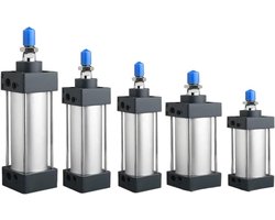 Pneumatische Cilinder - Lucht Cilinder - Industriële Automatisering - Standaard Model - 63mm Boring 100mm Slag - Zilverkleurig