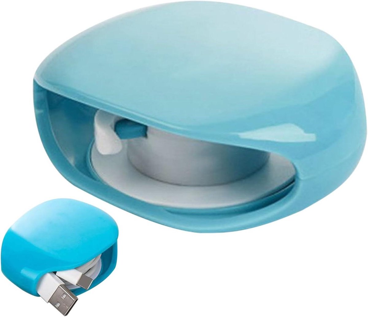 Kabel Organizer - Kabelhouder - Reis Organisatie - Automatisch oprollen - 7x5x1.5 cm - Blauw