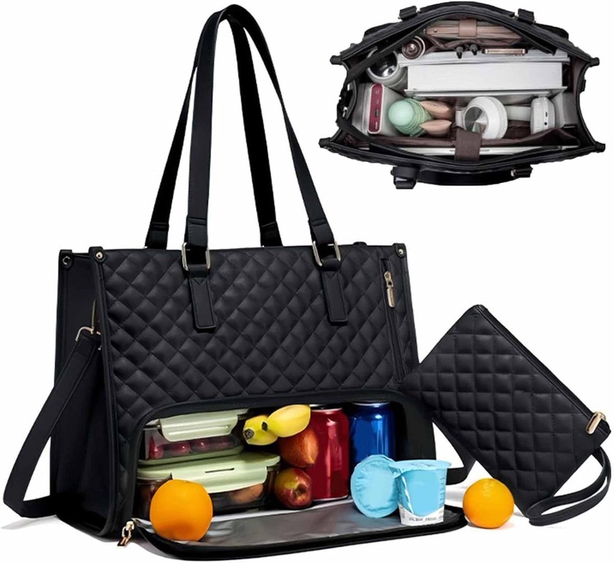 Tote Lunchtas Combo - Werk Tas - Maaltijden Meenemen - Dubbel Compartiment - 425 cm - A