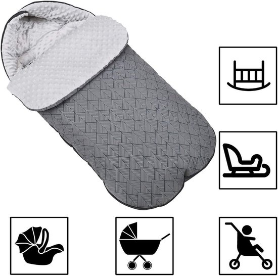 Baby voetenzak - Winter slaapzak - Bescherming kinderwagen - Water wind sneeuw - 85 cm - Welle Minky — afbeelding 2