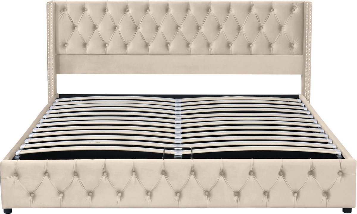 Boxspring - 160x200cm - Fluweel - Opberg