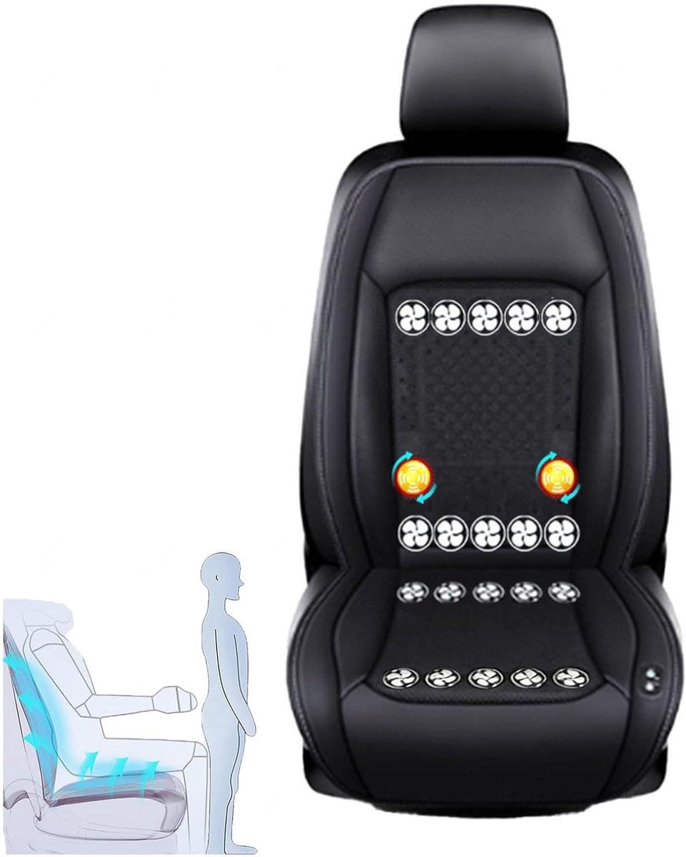 Auto Koelkussen - Zitverkoeler - Comfortabel Rijden - 3 Snelheden Instelbaar - 121x48cm - Zwart
