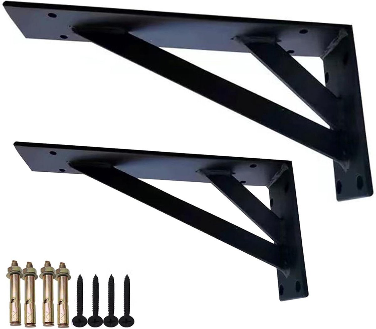 Plankdragers Set - Wandsteunen - Opbergen en Decoratie - Zware Kwaliteit - 80 cm - Zwart