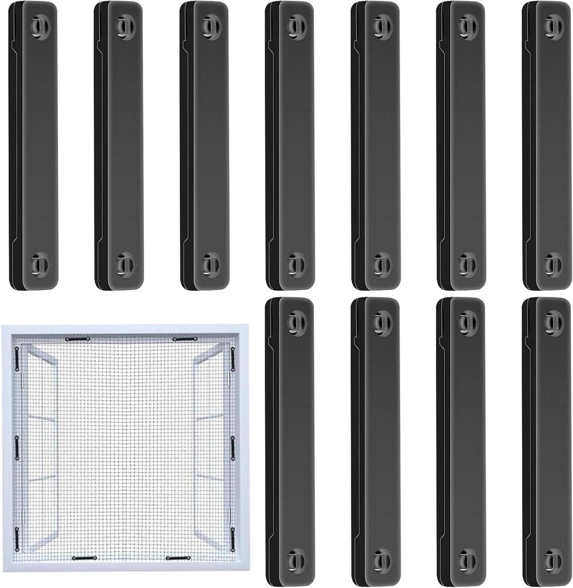 Schermmagneten - Magneetstrips - Raam reparatie - Ponsvrije installatie - 12 stuks - Zwart/Wit