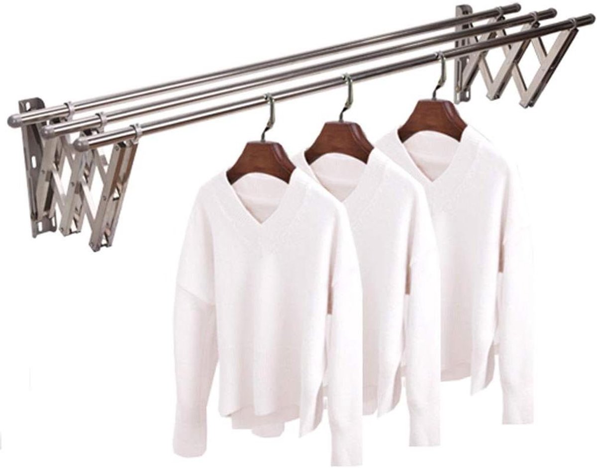 Kledingrek Wasdroger - Opvouwbaar Droogrek - Ruimte Besparen - Uitschuifbaar Model - 100 cm Lengte - Zilver