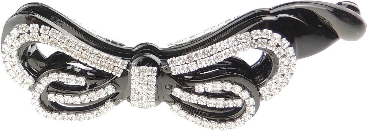 Haarklem Vierkant - Bananenclip Strik - Haar Stijlen - Extra Sprankelend - 10.5 cm - Zwart