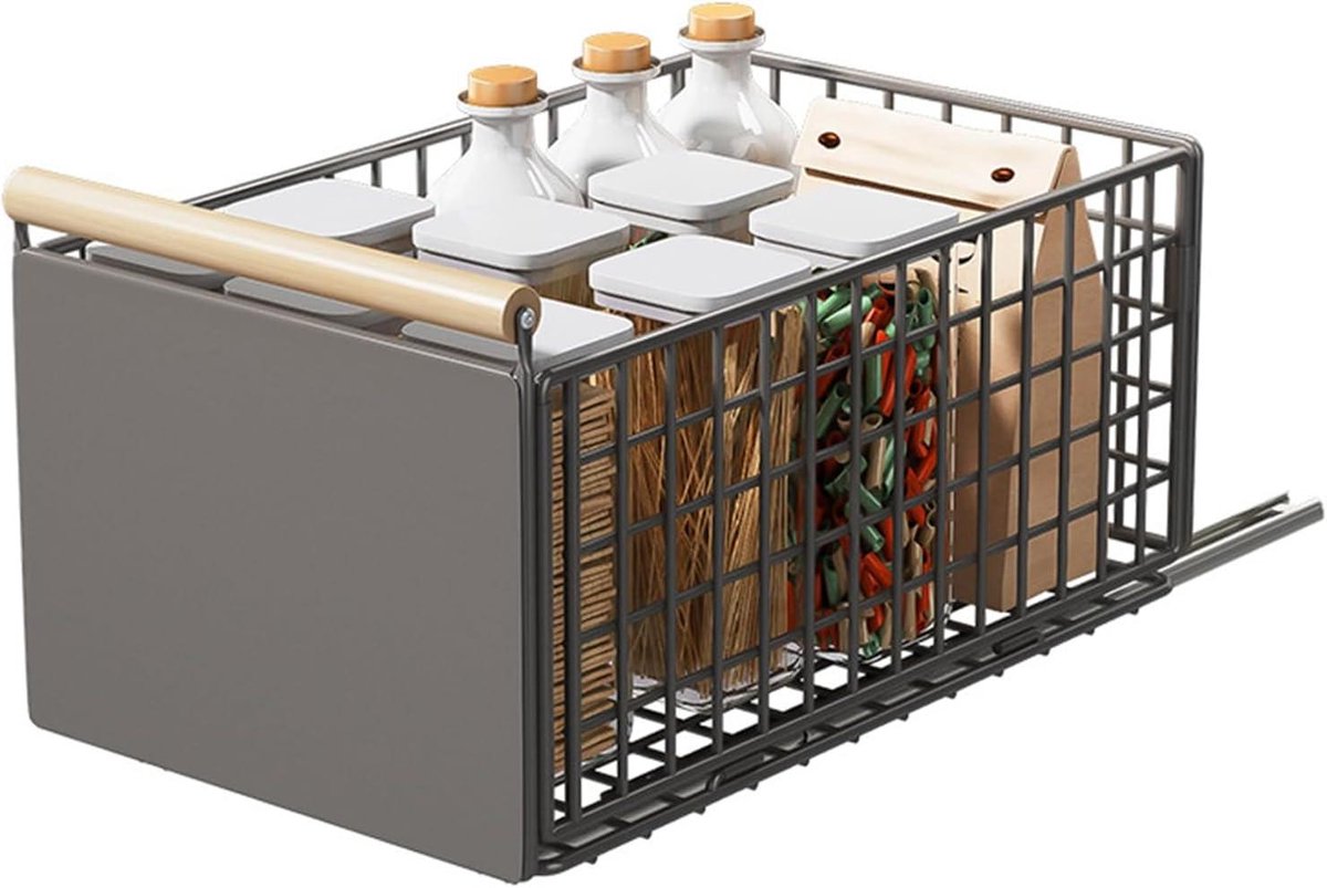 Uittrekbare Lade - Kast Organizer - Keuken Opruimen - Verstelbare Breedte - 39.5-56.5 cm - Grijs