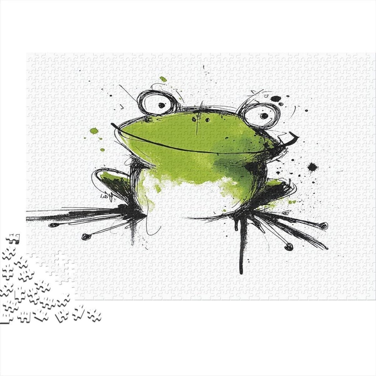 Kikker puzzel - 1000 stukjes - Mentale training - Gerecycled materiaal - 38 x 26 cm - Cartoon