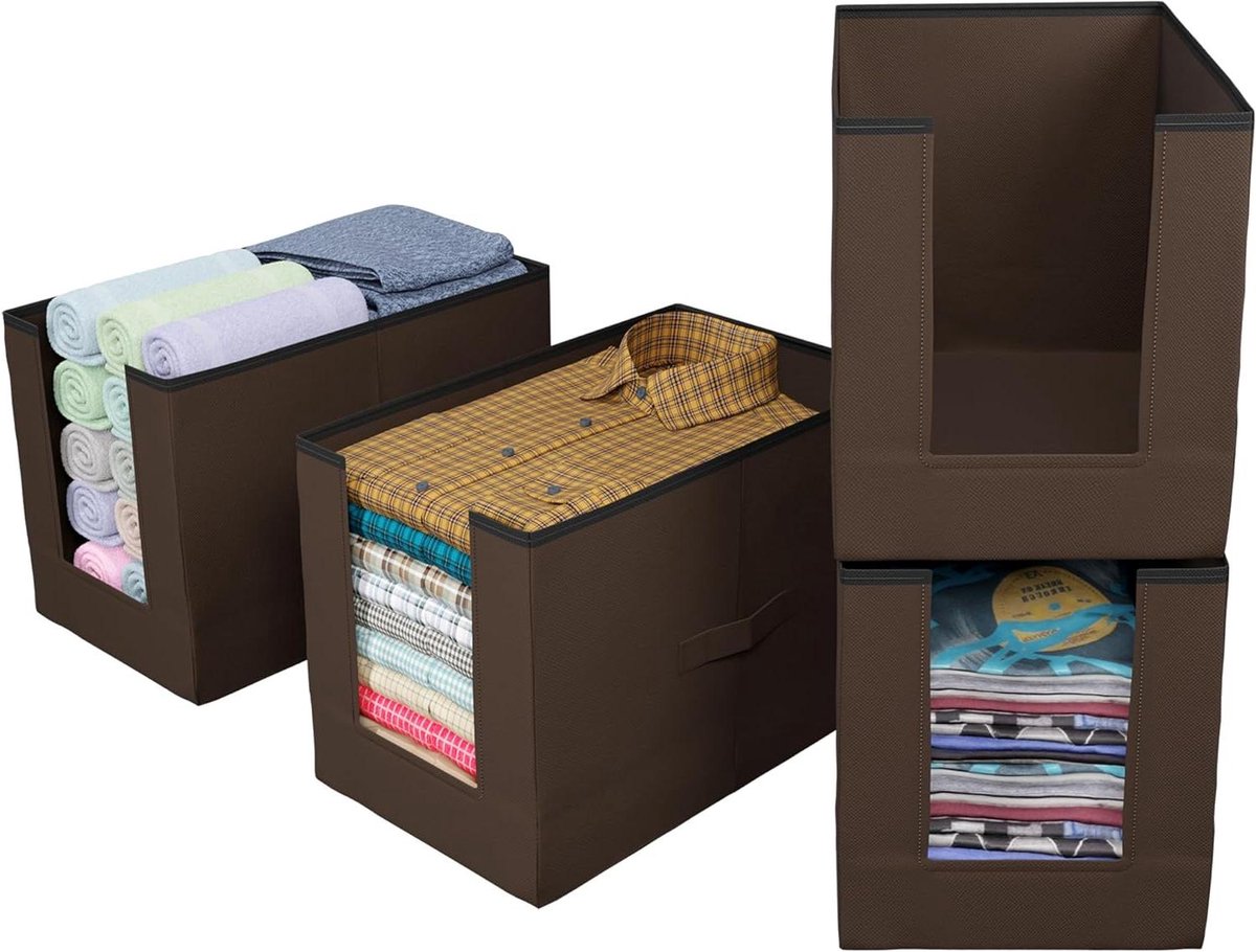 Shirt Organizer - Kleding Opberger - Kast Ordenen - Opvouwbaar Ontwerp - 4 Stuks - Bruin
