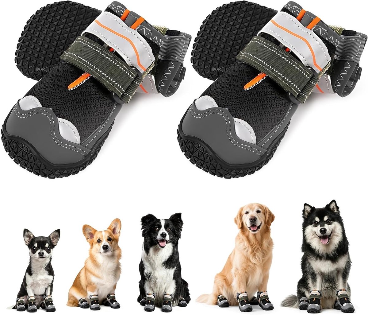 Hondenschoenen voor Pootbescherming, Set van 4, Maat 2, Waterdicht en Antislip, Ideaal voor Wandelen