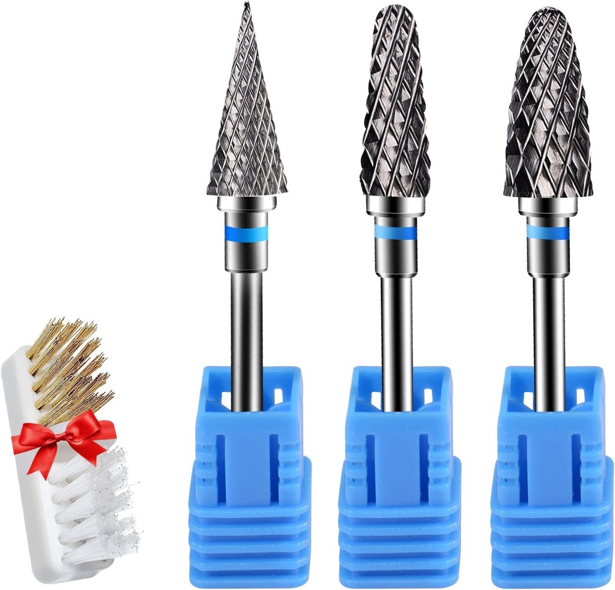 Set van 3 Professionele Nagelfrees Bits van Wolfraamcarbide voor Gel, Acryl en Nagelverzorging, Ideaal voor Manicure en Pedicure, Medium Korreling