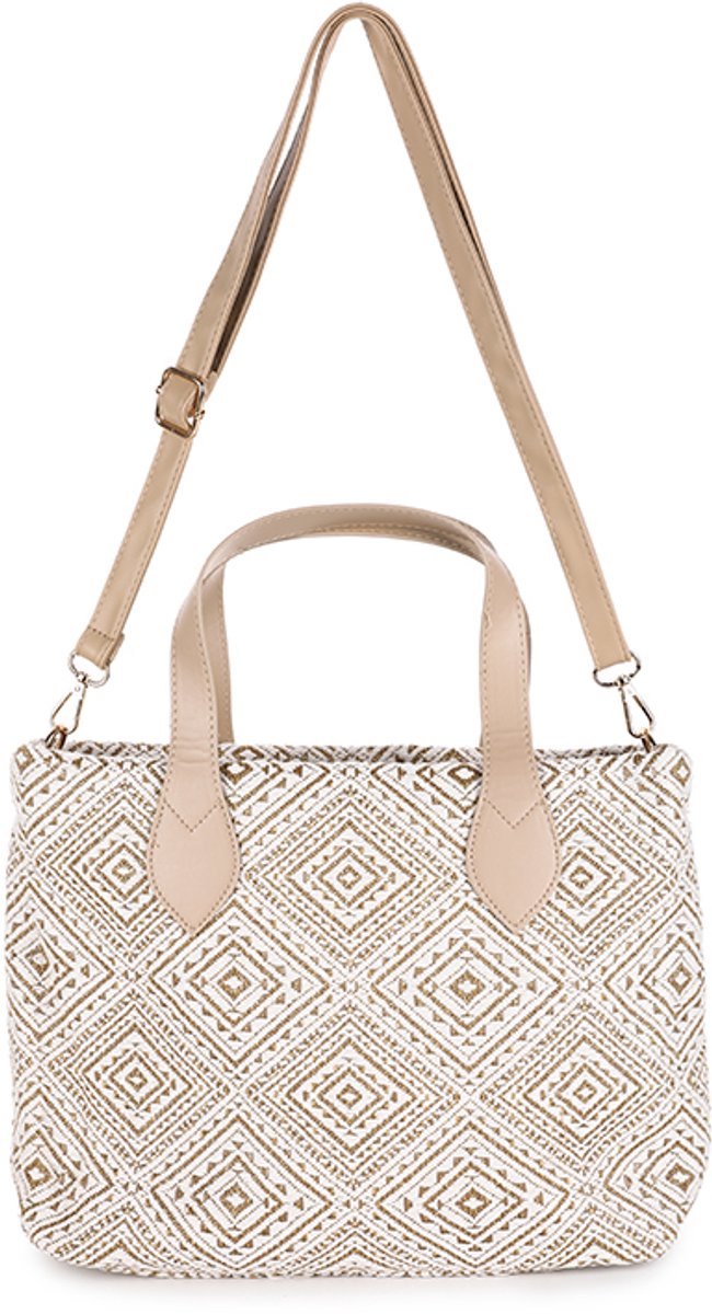 Schoudertas en handtas - Khaki - Zomer tas met schouderband - Trendy Boho - Met ritssluiting en binnenvakjes