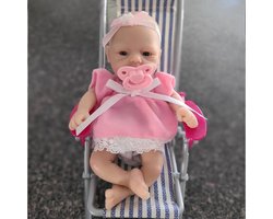 MYREBABY 7 inch Miniature Reborn Baby Dolls Silicone Full Body Baby Soft Skin Mini Realistic Newborn Baby Dolls Real Life Small Baby Doll with Feeding Accessories-Girl