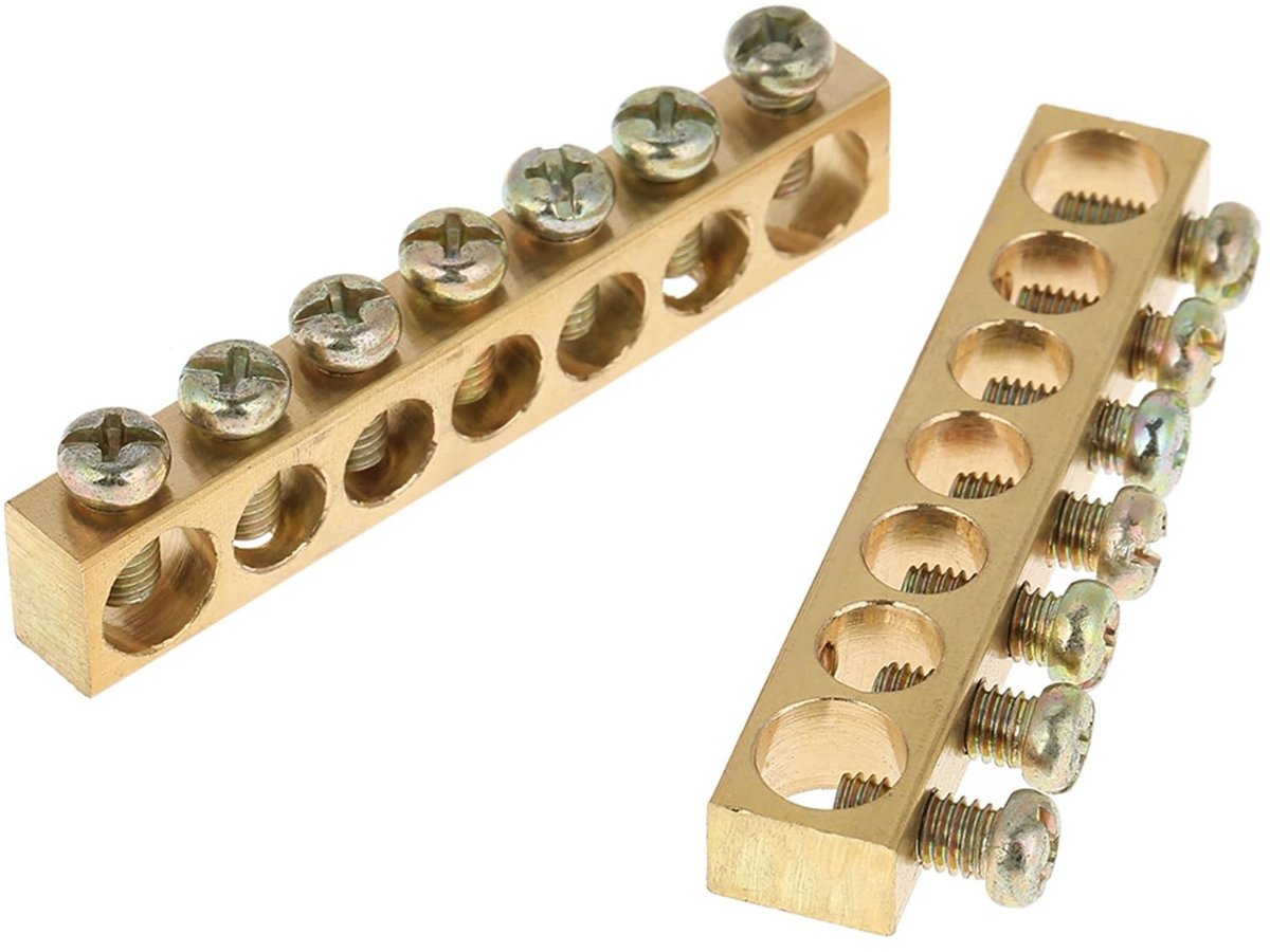 aladdien - 10 Stuks 7-Gats Messing Elektrische Verdeeldraad Schroefklem - Compact ontwerp - Ideaal voor Aarding - Betrouwbare Verbinding - Geschikt ...