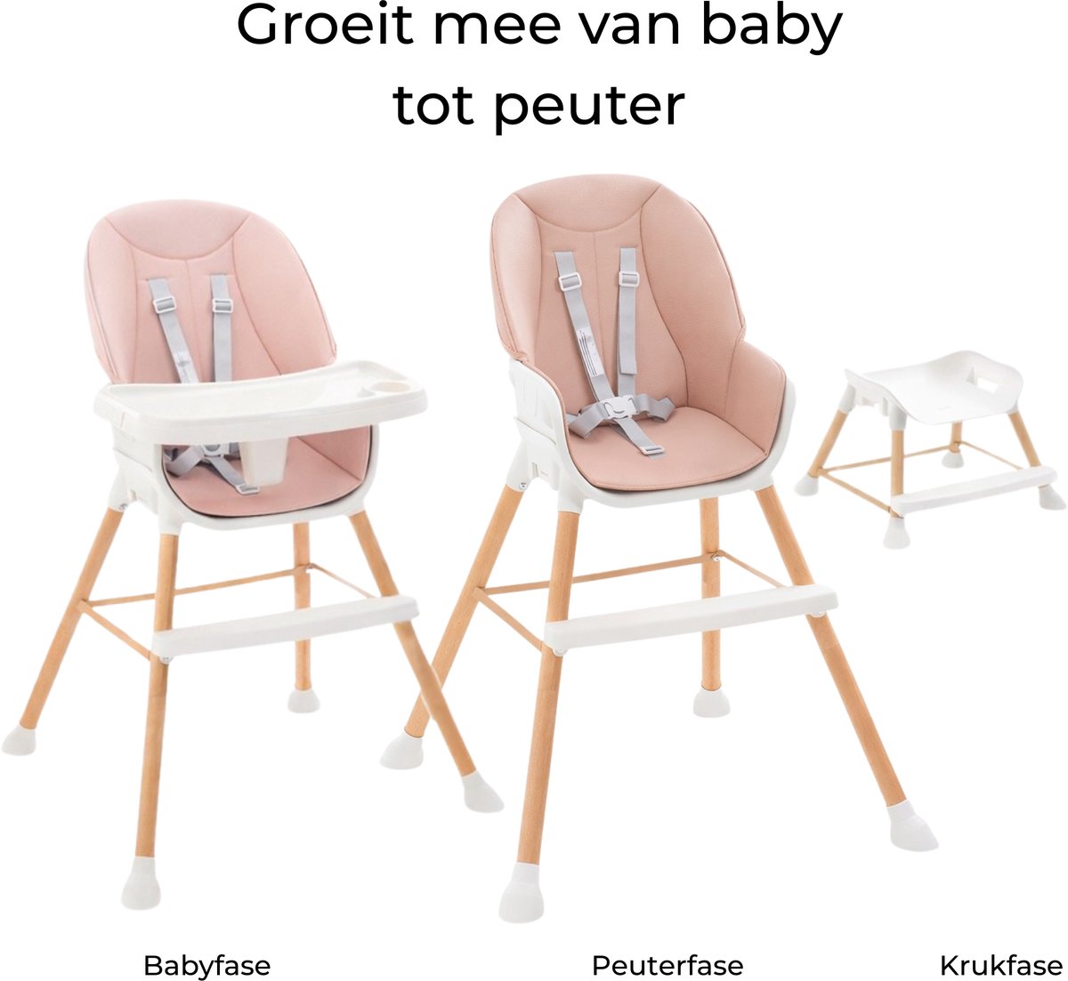 Tissy Meegroei Kinderstoel - Roze - In hoogte verstelbaar