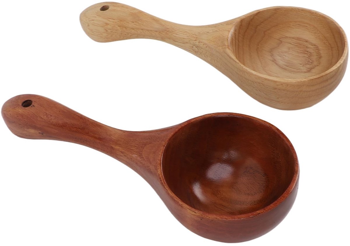 aladdien - Houten Soeplepels - Duurzame Keukenaccessoires - Lange Handvat - Serveerlepel - Perfect voor Soepen en Sauzen - Houtkleurig