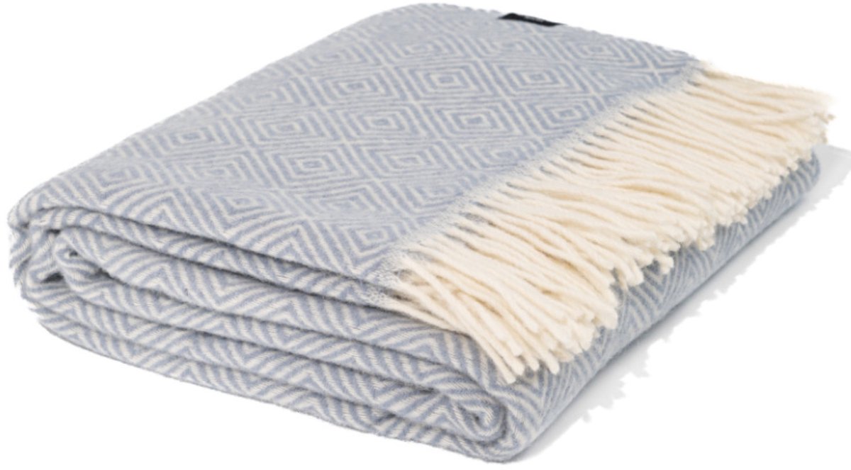 WOOOL® Plaid - Diamond (Lichtblauw) - 140x200cm - 100% Wol